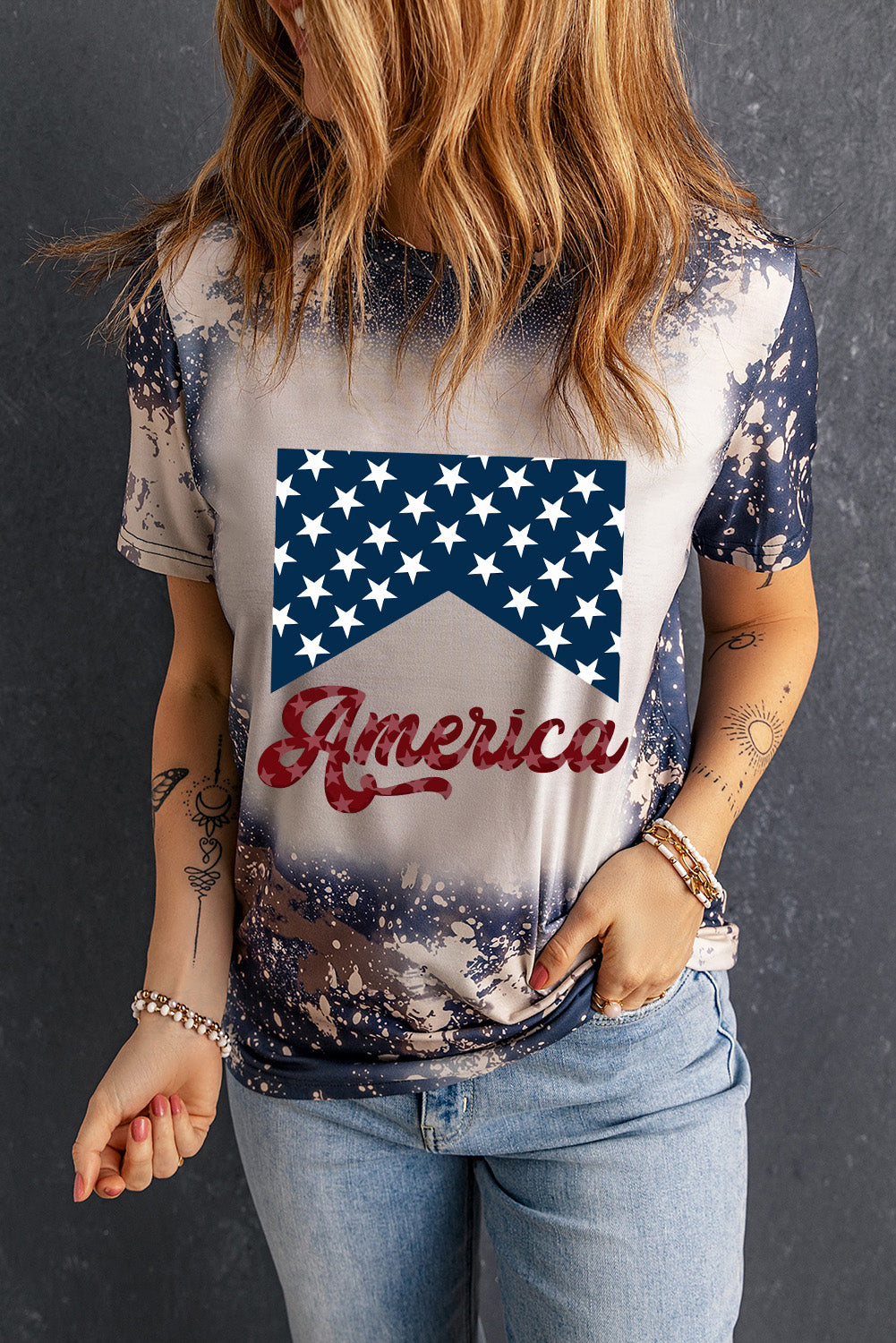 AMERICA Round Neck Short Sleeve T-Shirt - AllIn Computer