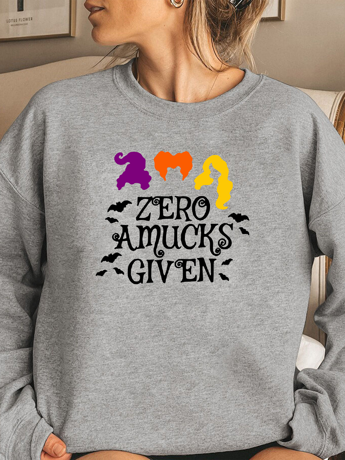 Full Size Round Neck Long Sleeve ZERO AMUCKS GIVEN Graphic Sweatshirt - AllIn Computer