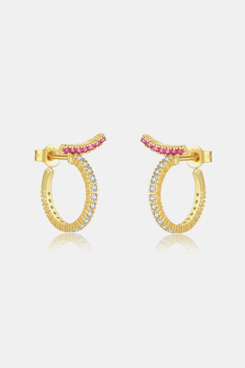 Inlaid Zircon 925 Sterling Silver C-Hoop Earrings - AllIn Computer