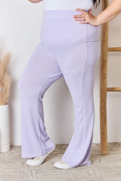 RISEN Full Size High Waist Ultra Soft Knit Flare Pants - AllIn Computer