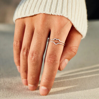 925 Sterling Silver Inlaid Zircon Heart Ring - AllIn Computer