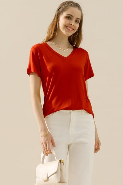 Ninexis Full Size V-Neck Short Sleeve T-Shirt - AllIn Computer