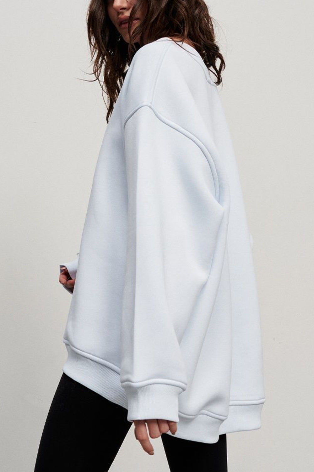 Oversize Round Neck Dropped Shoulder Sweatshirt - AllIn Computer