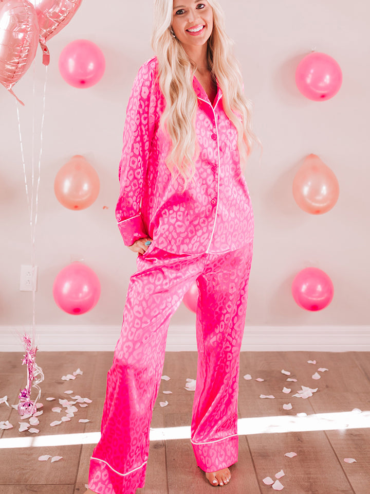 Printed Long Sleeve Top and Pants Lounge Set - AllIn Computer