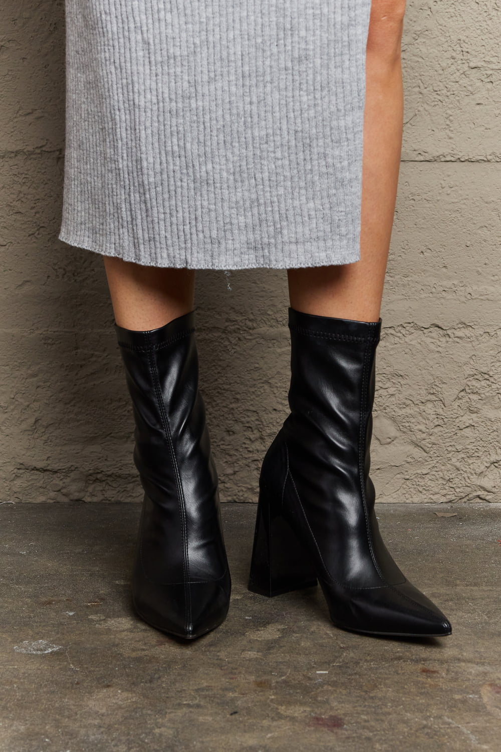 Weeboo Stacy Block Heel Sock Boots - AllIn Computer
