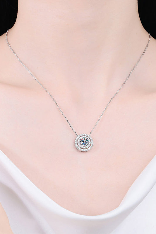 Moissanite Round Pendant Rhodium-Plated Necklace - AllIn Computer