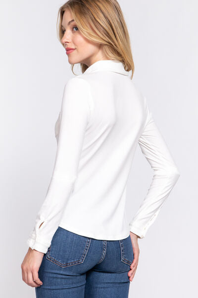 ACTIVE BASIC Long Sleeve Front Pocket DTY Brushed Shirt - AllIn Computer