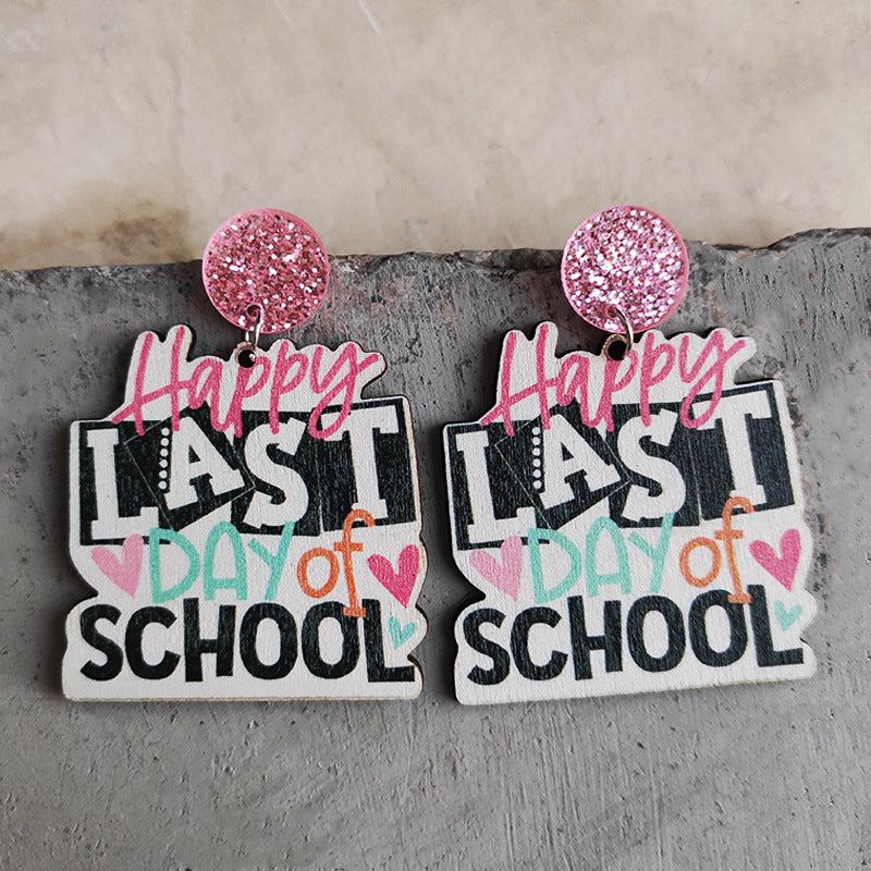 School Theme Wooden Dangle Earrings - AllIn Computer