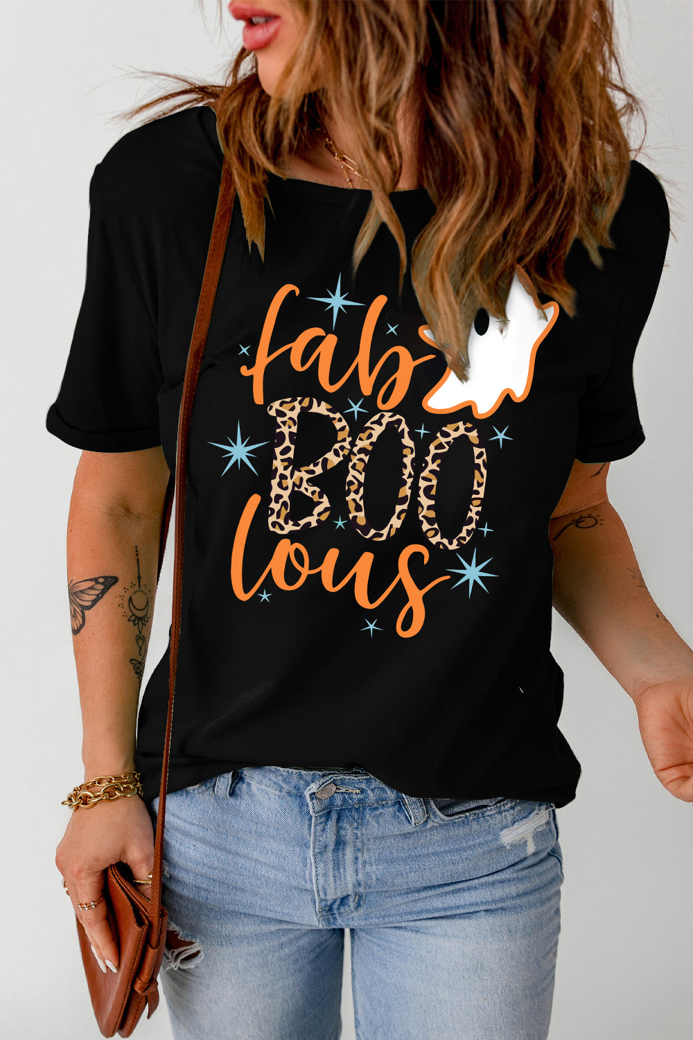 Round Neck Short Sleeve Ghost Graphic T-Shirt - AllIn Computer