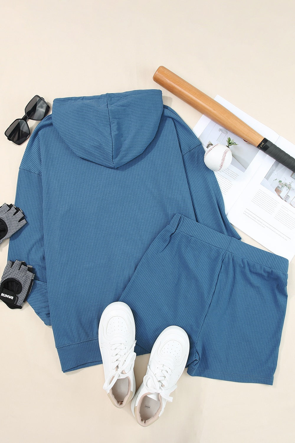 Drawstring Zip Up Sweatshirt and Shorts Set - AllIn Computer