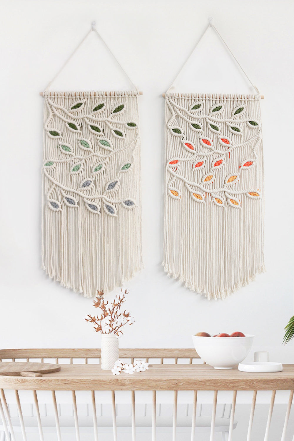 Contrast Leaf Fringe Macrame Hanging Wall Piece - AllIn Computer