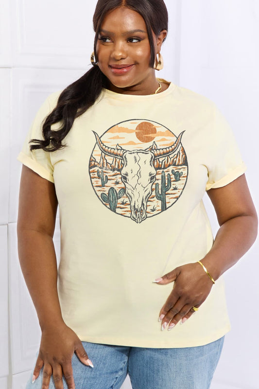 Simply Love Full Size Bull Cactus Graphic Cotton Tee - AllIn Computer