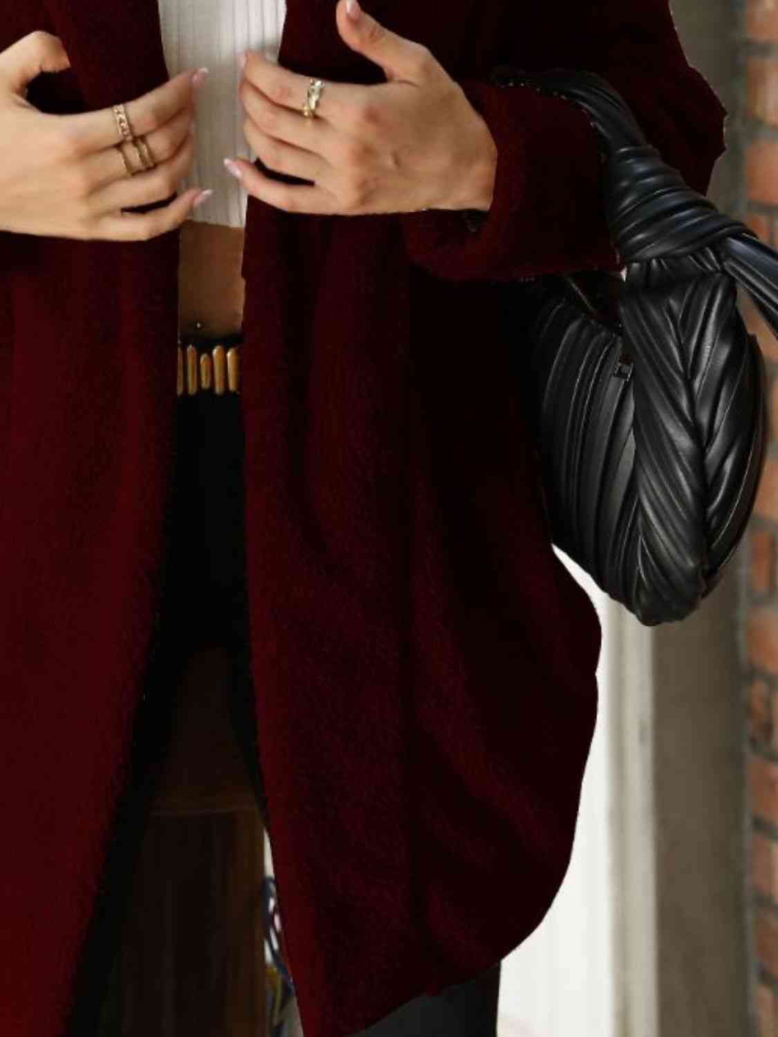 Open Front Hooded Teddy Coat - AllIn Computer