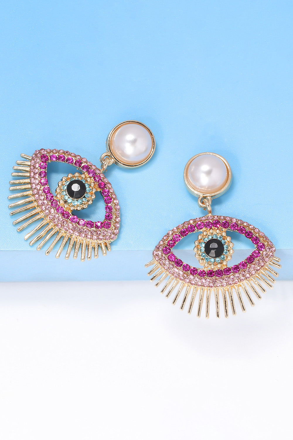 Evil Eye Shape Rhinestone Zinc Alloy Synthetic Dangle Earrings - AllIn Computer