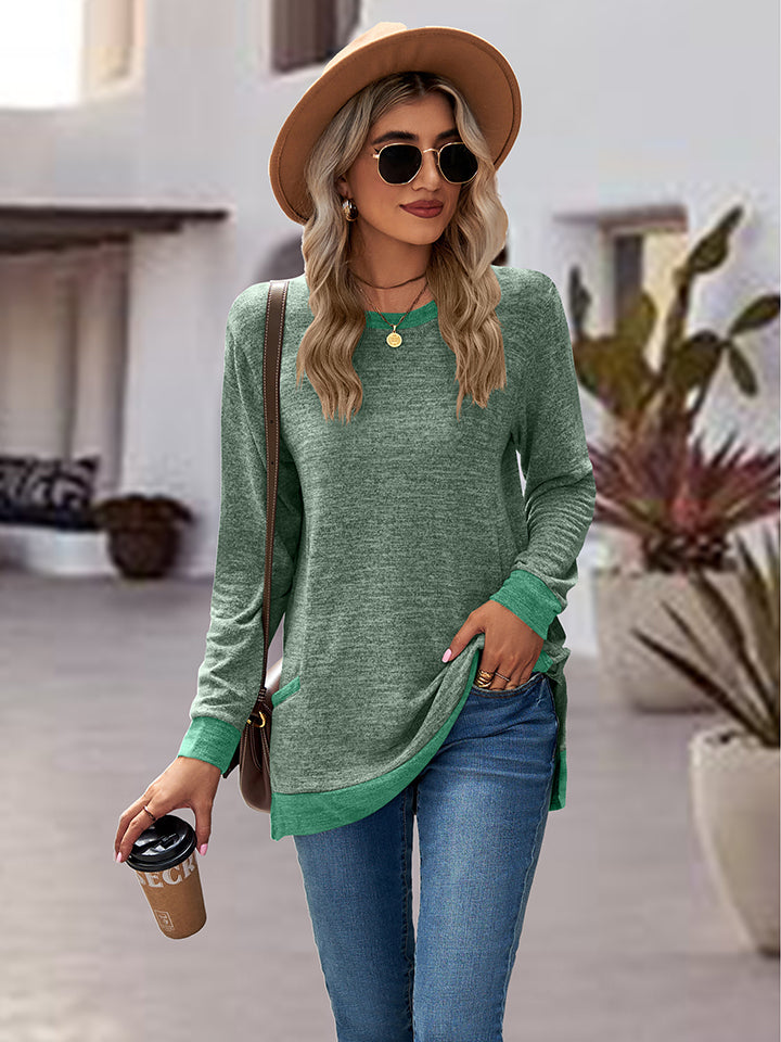 Round Neck Long Sleeve Blouse - AllIn Computer