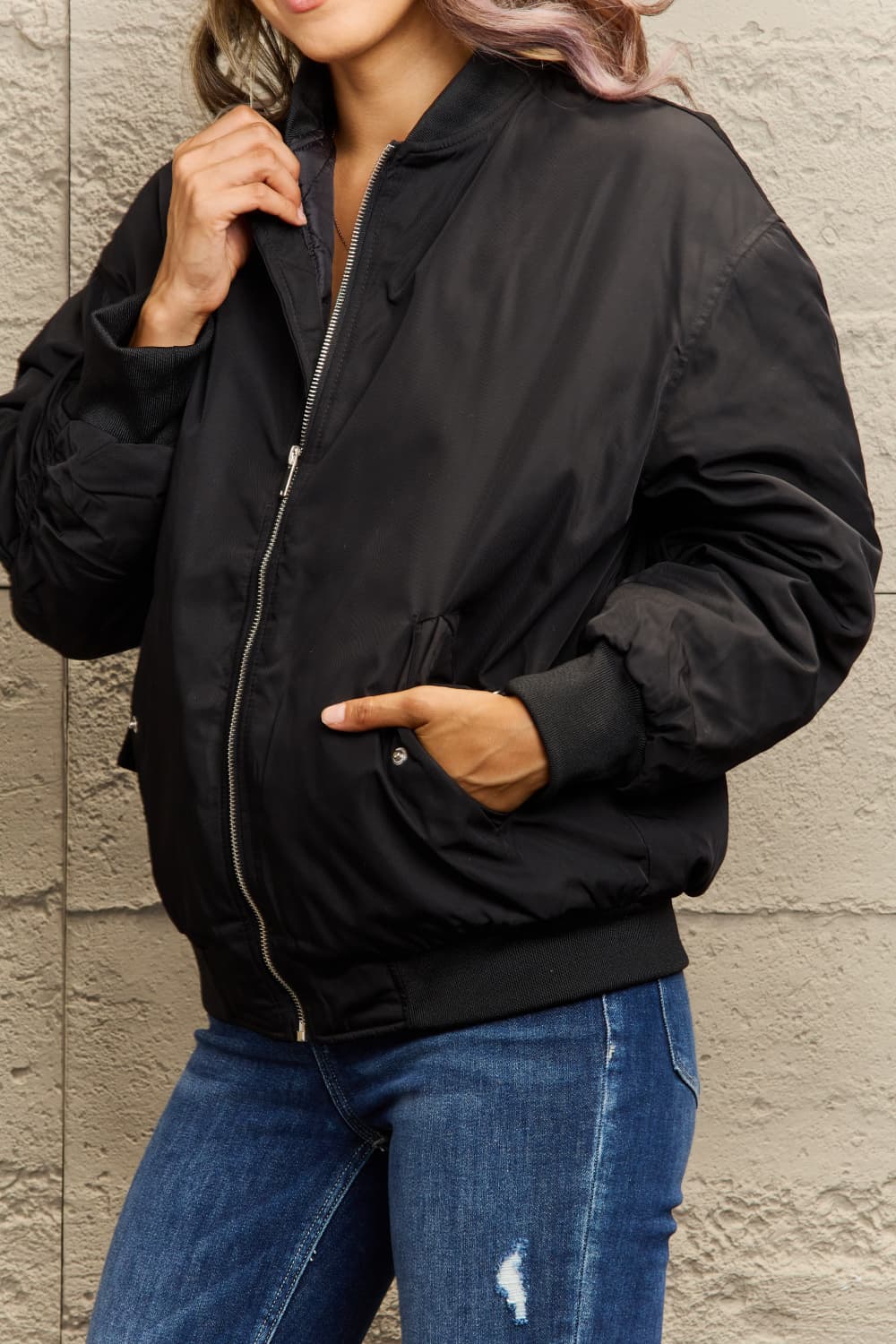 Baseball Collar Zip-Up Jacket - AllIn Computer