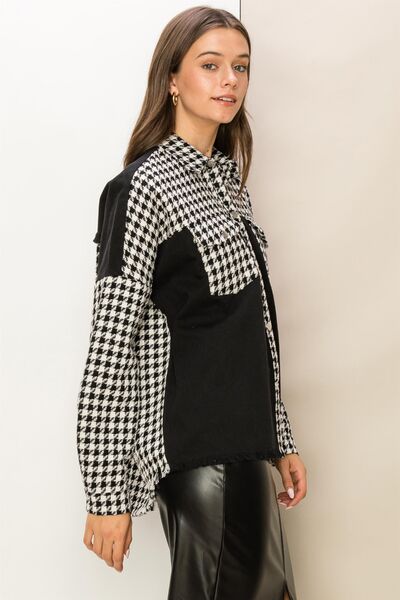 HYFVE Houndstooth Contrast Raw Hem Jacket - AllIn Computer