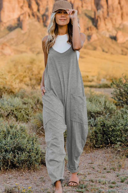 V-Neck Sleeveless Jumpsuit with Pocket - AllIn Computer