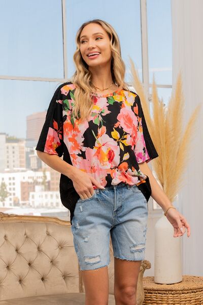 Sew In Love Full Size Floral Round Neck Short Sleeve T-Shirt - AllIn Computer
