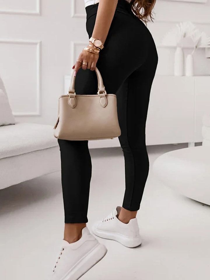 Zip-Up Wide Waistband Pants - AllIn Computer