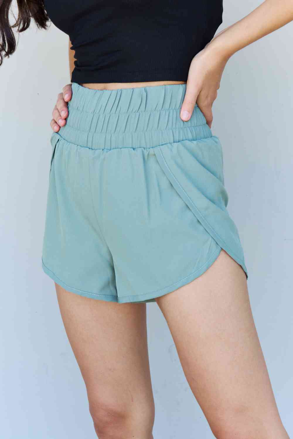 Ninexis Stay Active High Waistband Active Shorts in Pastel Blue - AllIn Computer
