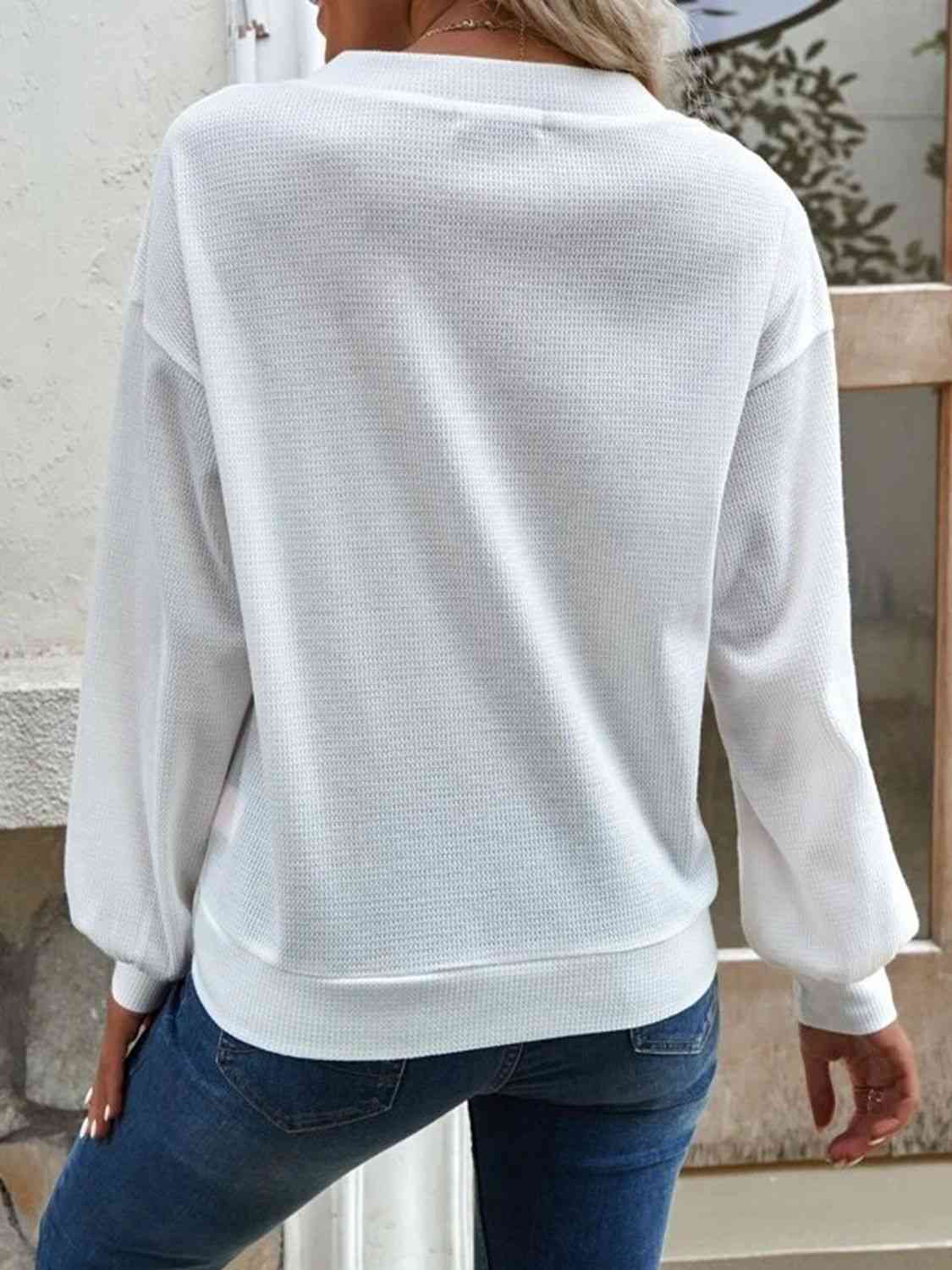 V-Neck Dropped Shoulder Blouse - AllIn Computer
