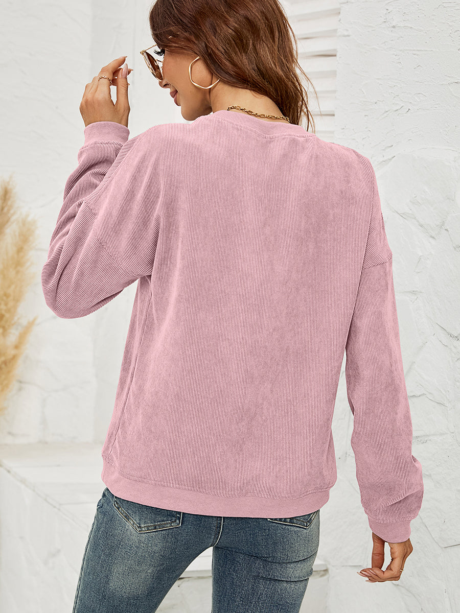 Round Neck Dropped Shoulder THE HELL I WON'T Graphic Sweatshirt - AllIn Computer