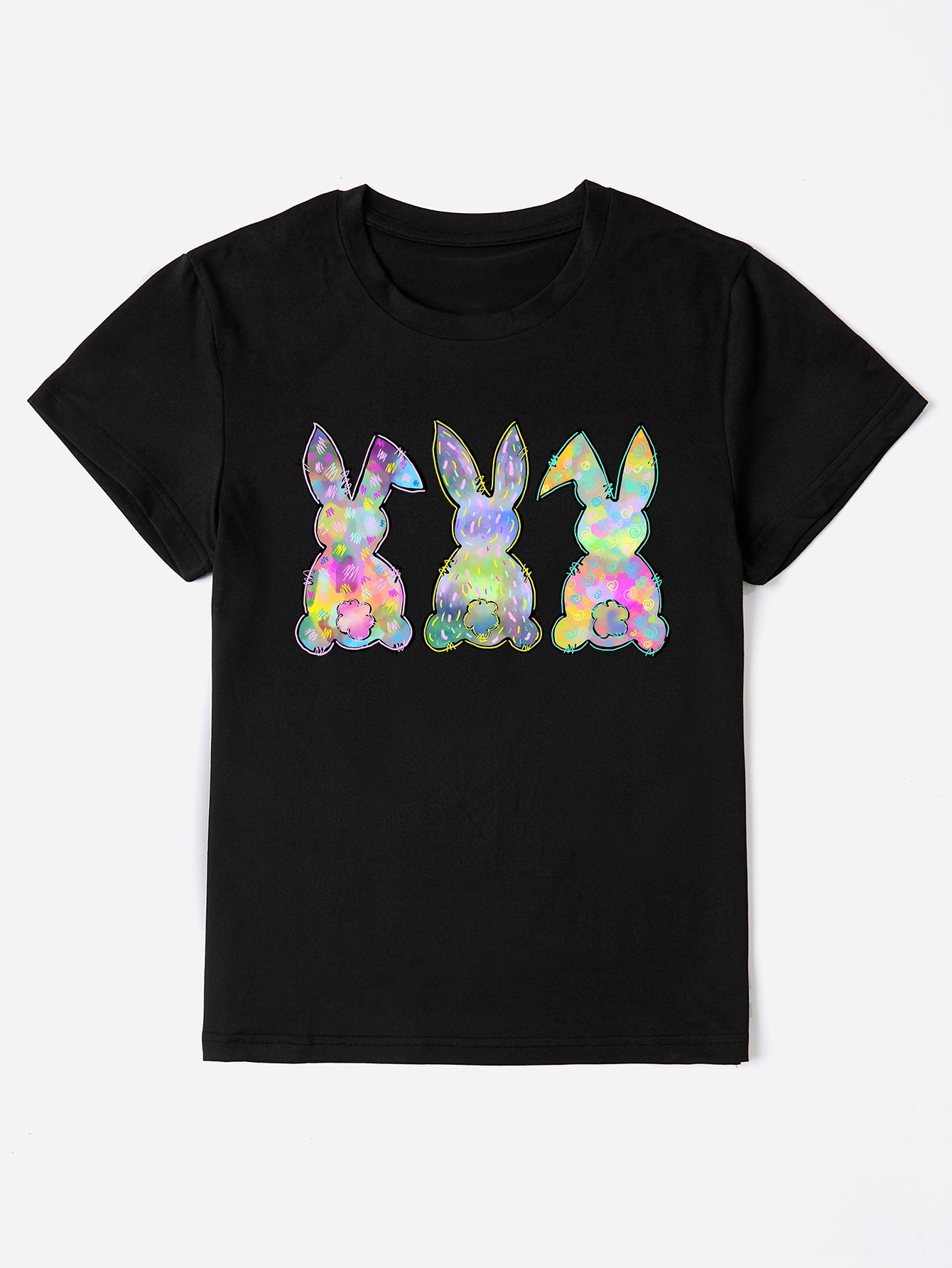 Rabbit Round Neck Short Sleeve T-Shirt - AllIn Computer