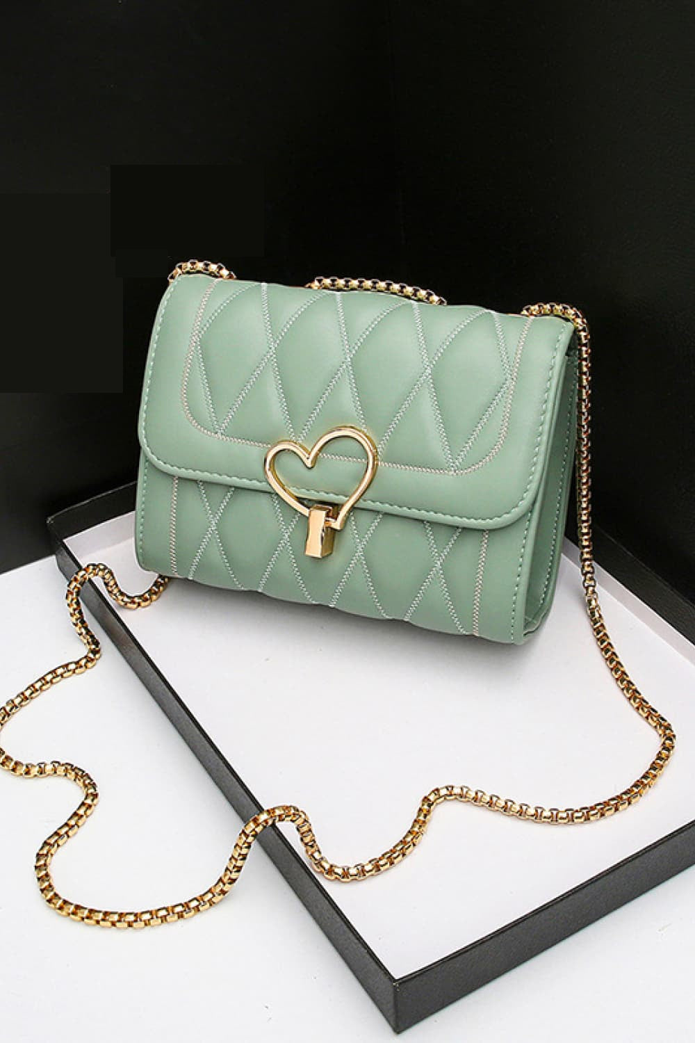 Heart Buckle PU Leather Crossbody Bag - AllIn Computer