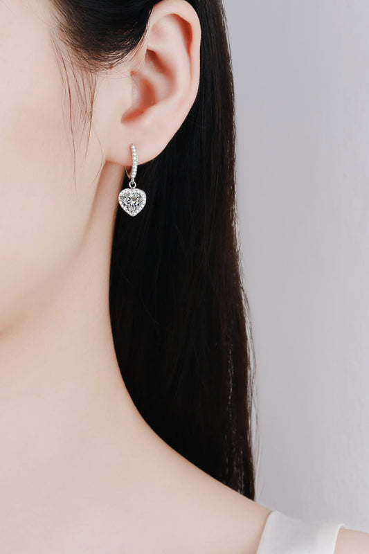 Moissanite Heart-Shaped Drop Earrings - AllIn Computer