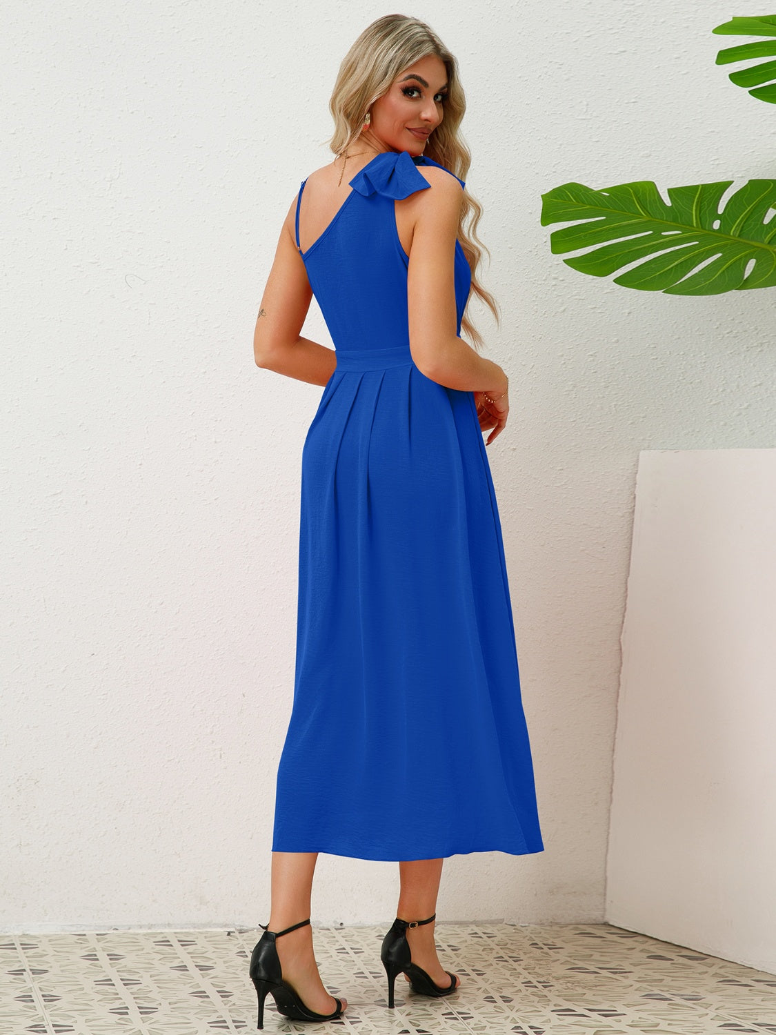 Bow Asymmetrical Neck Sleeveless Dress - AllIn Computer