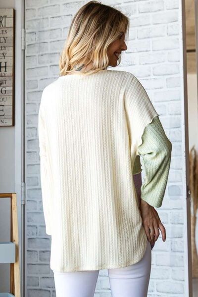 Culture Code Color Block Round Neck Dropped Shoulder Blouse - AllIn Computer
