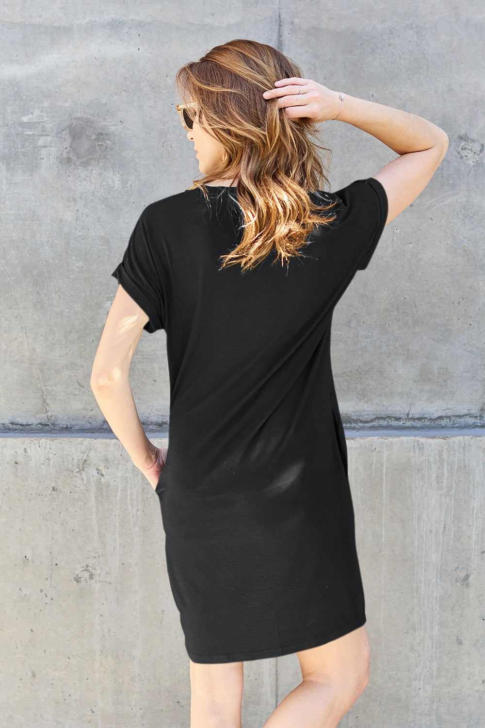 Basic Bae Full Size Round Neck Short Sleeve Dress with Pockets - AllIn Computer