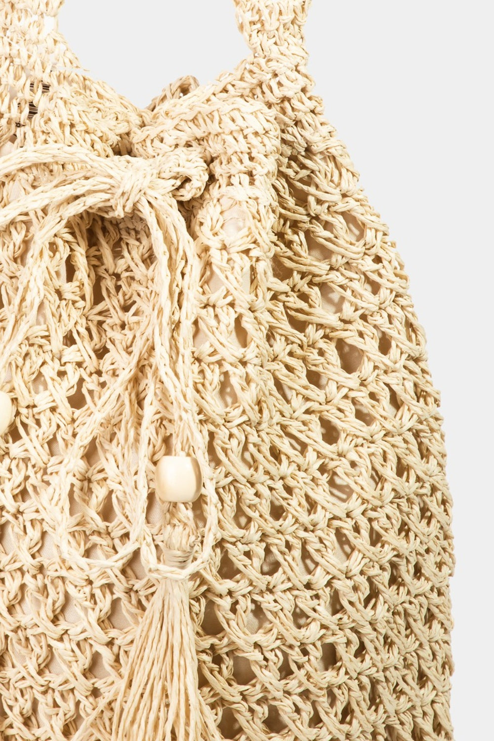 Fame Straw Braided Drawstring Tote Bag with Tassel - AllIn Computer