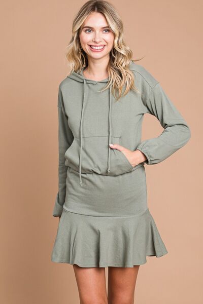 Culture Code Full Size Drawstring Dropped Shoulder Hooded Mini Dress - AllIn Computer