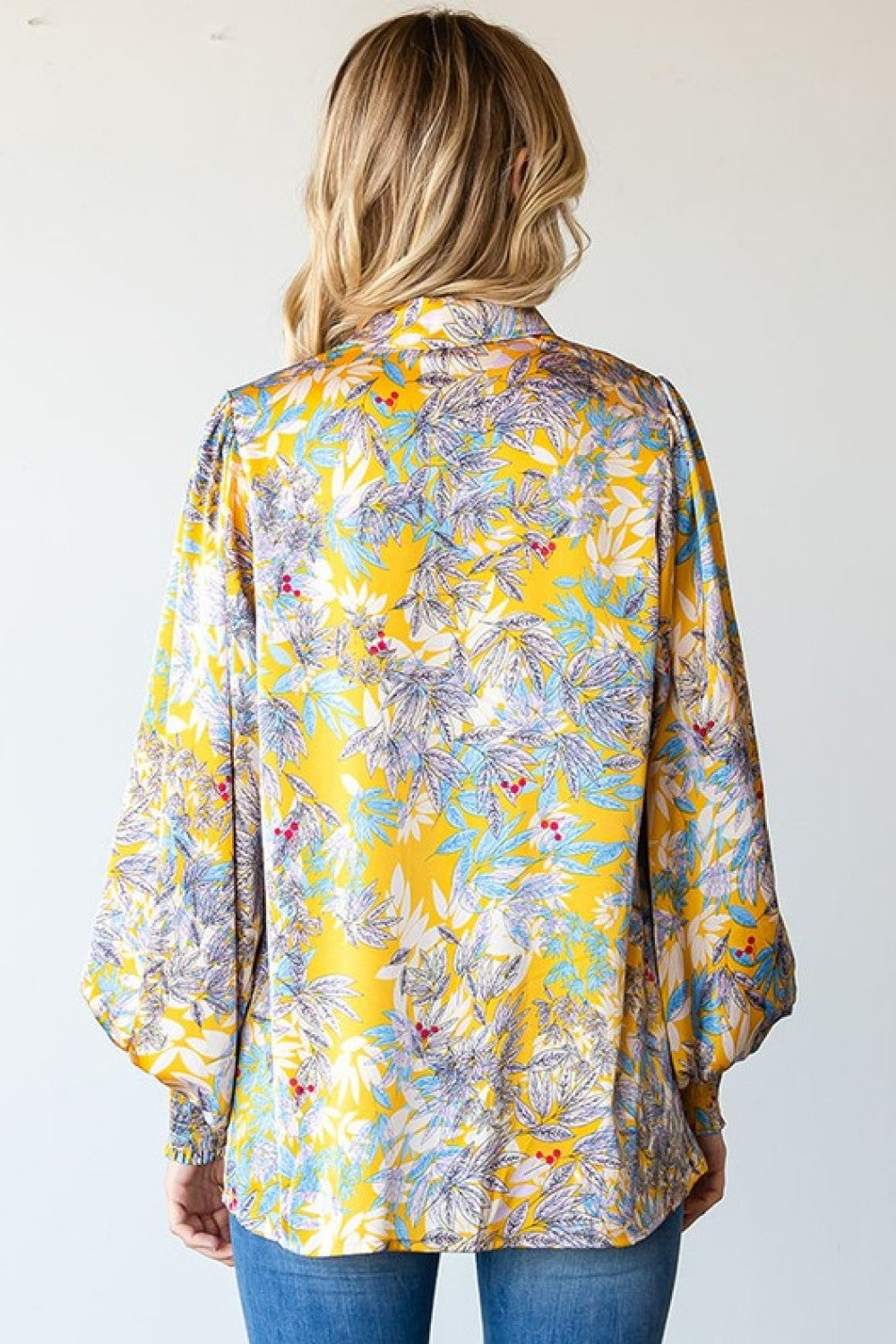 First Love Full Size Floral Lantern Sleeve Blouse - AllIn Computer