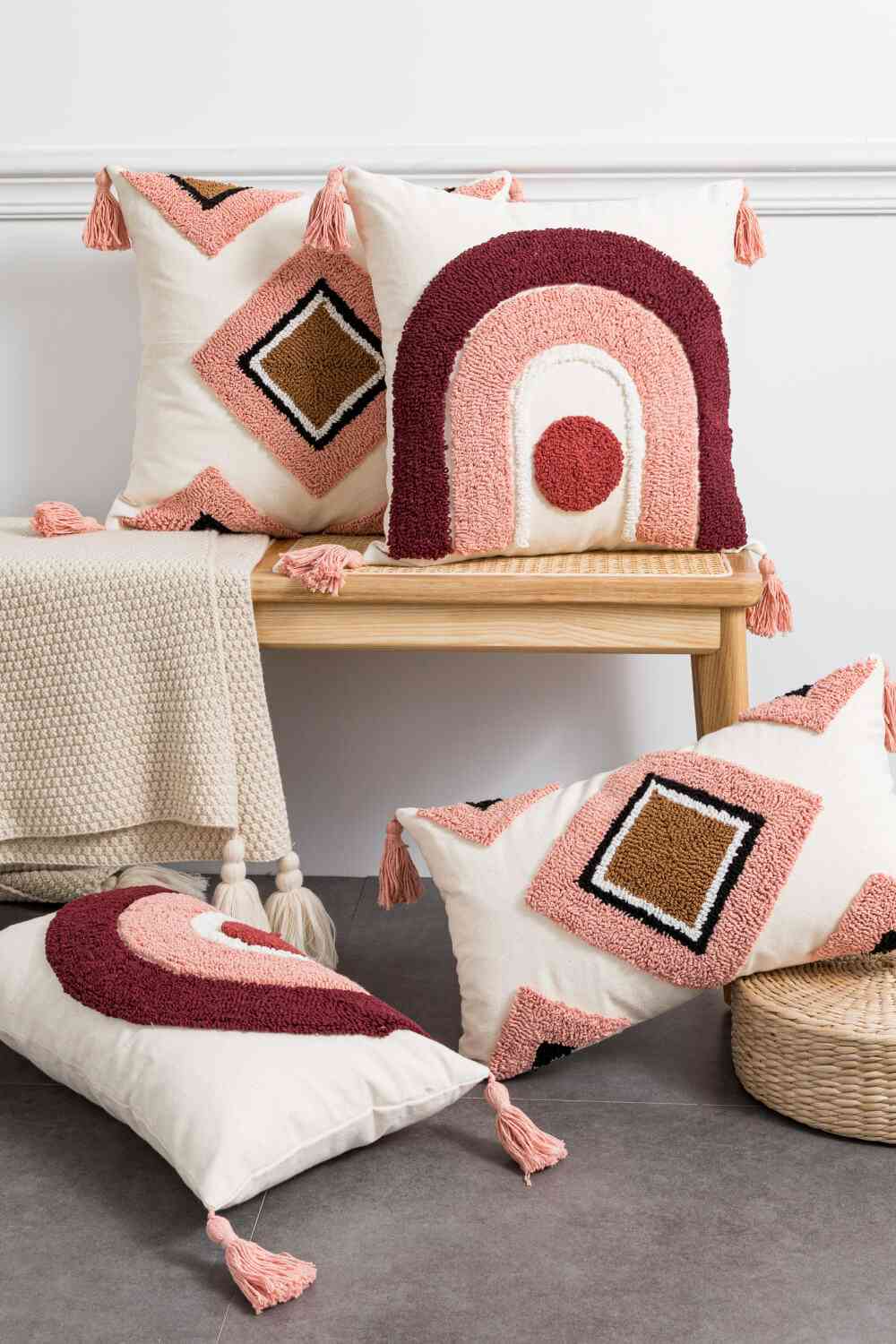 Geometric Graphic Tassel Decorative Throw Pillow Case - AllIn Computer