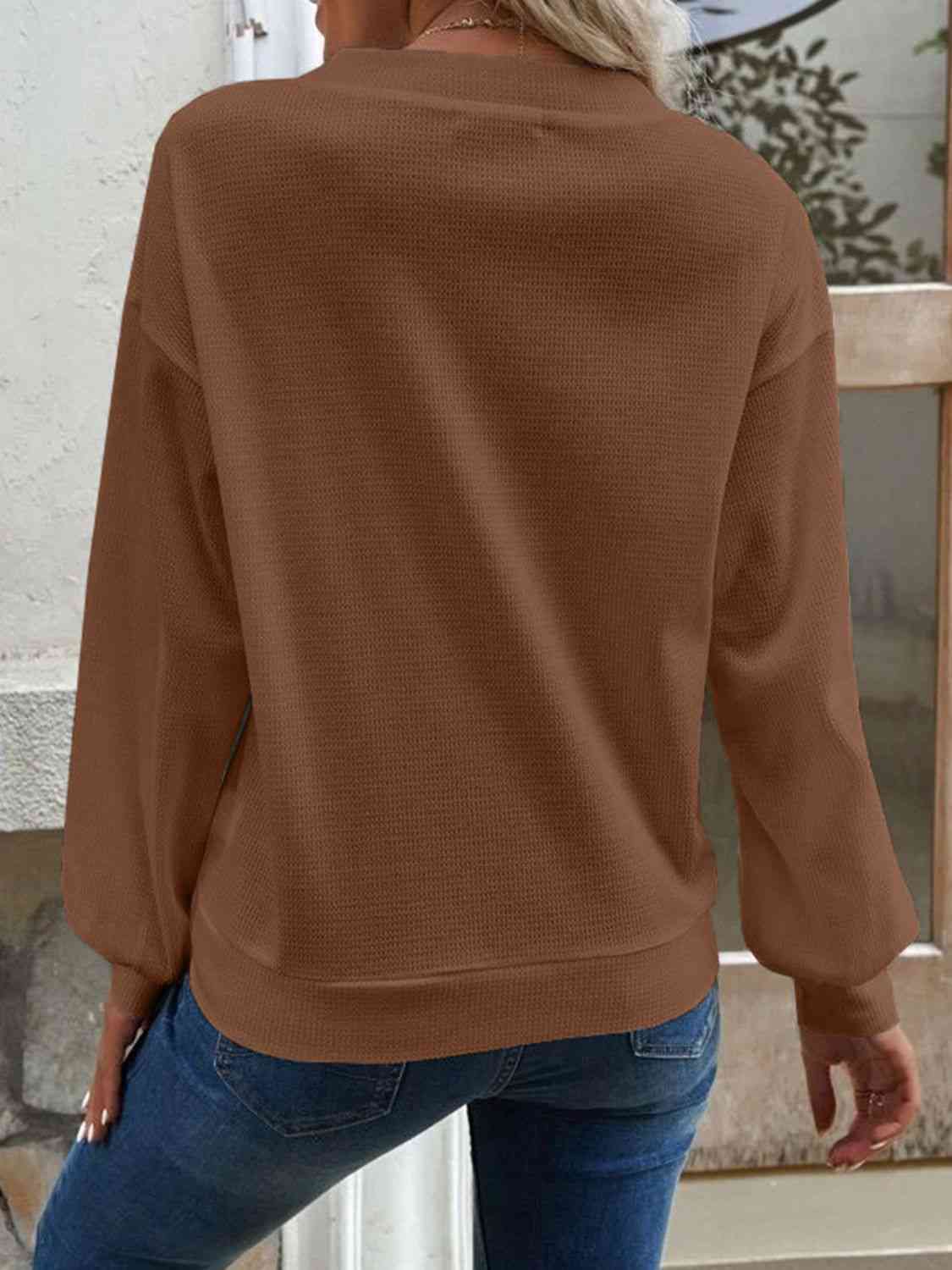 V-Neck Dropped Shoulder Blouse - AllIn Computer