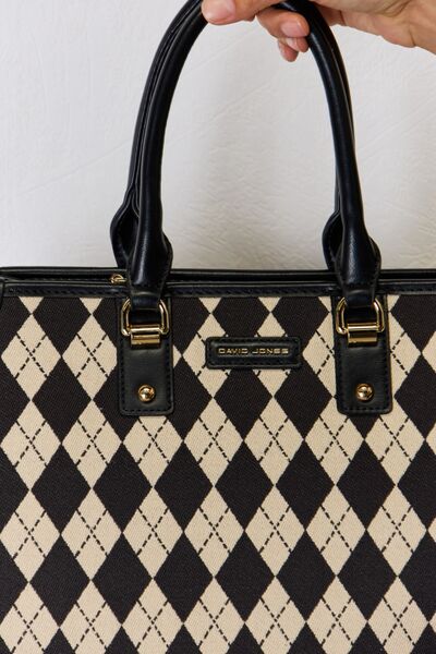 David Jones Argyle Pattern PU Leather Handbag - AllIn Computer