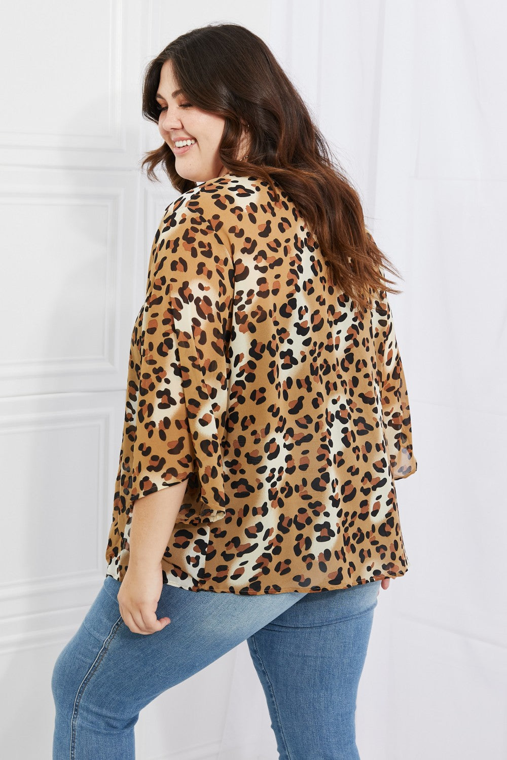Melody Wild Muse Full Size Animal Print Kimono in Camel - AllIn Computer