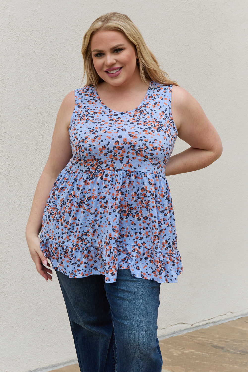 Be Stage Full Size Animal Print Babydoll Top - AllIn Computer