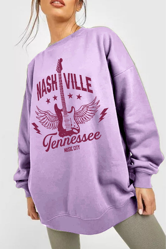 Simply Love Simply Love Full Size NASHVILLE TENNESSEE MUSIC CITY Graphic Sweatshirt - AllIn Computer