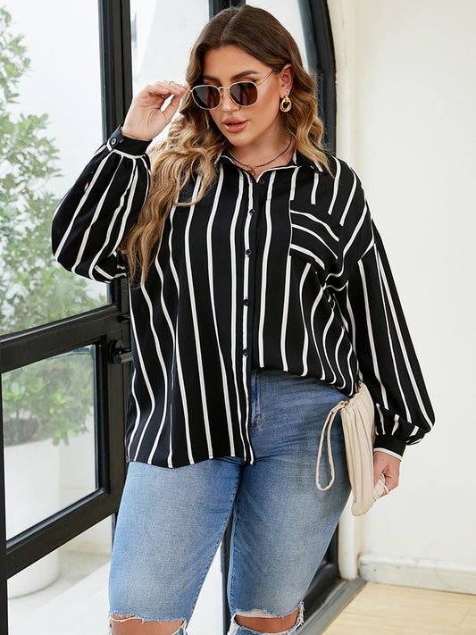 Plus Size Striped Shirt - AllIn Computer