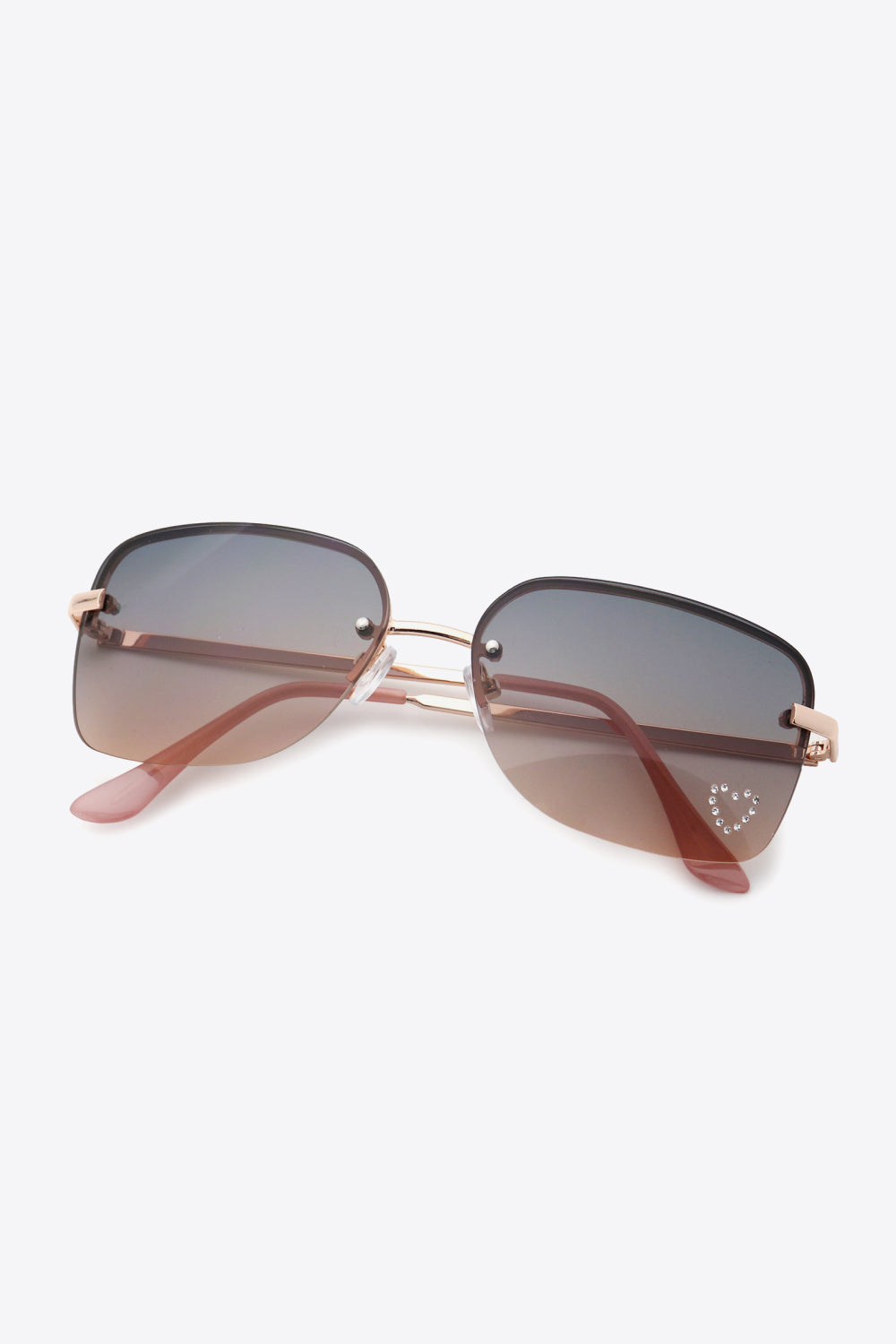 Rhinestone Heart Metal Frame Sunglasses - AllIn Computer
