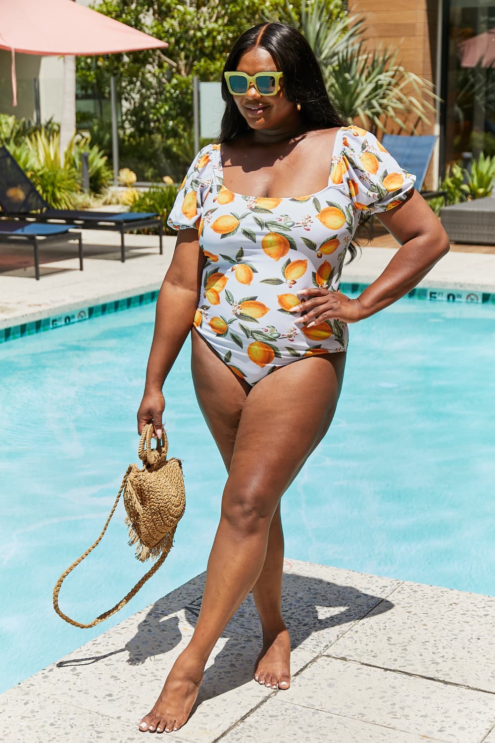Marina West Swim Salty Air Puff Sleeve One-Piece in Citrus Orange - AllIn Computer