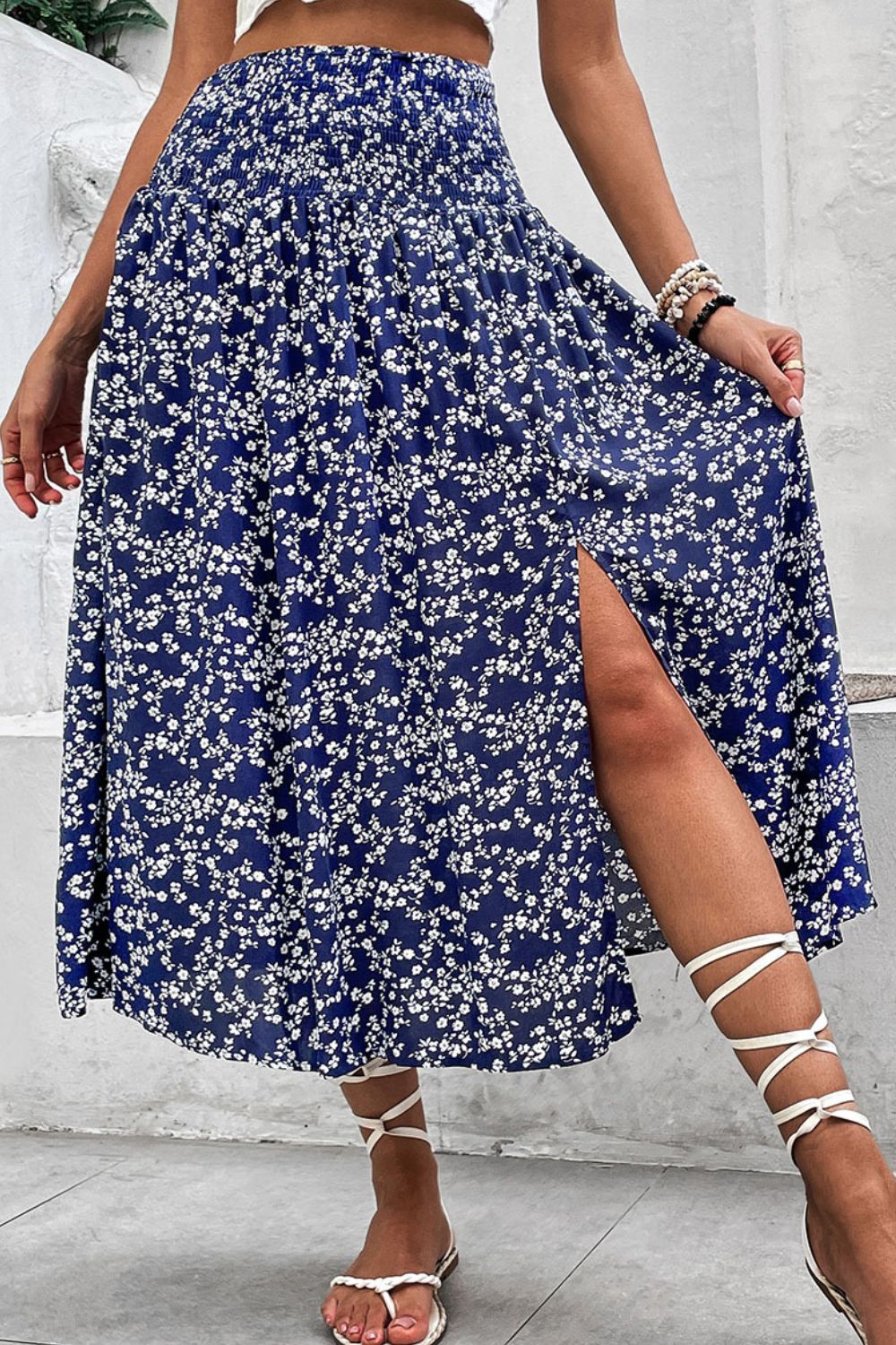 Ditsy Floral Slit High Waist Skirt - AllIn Computer