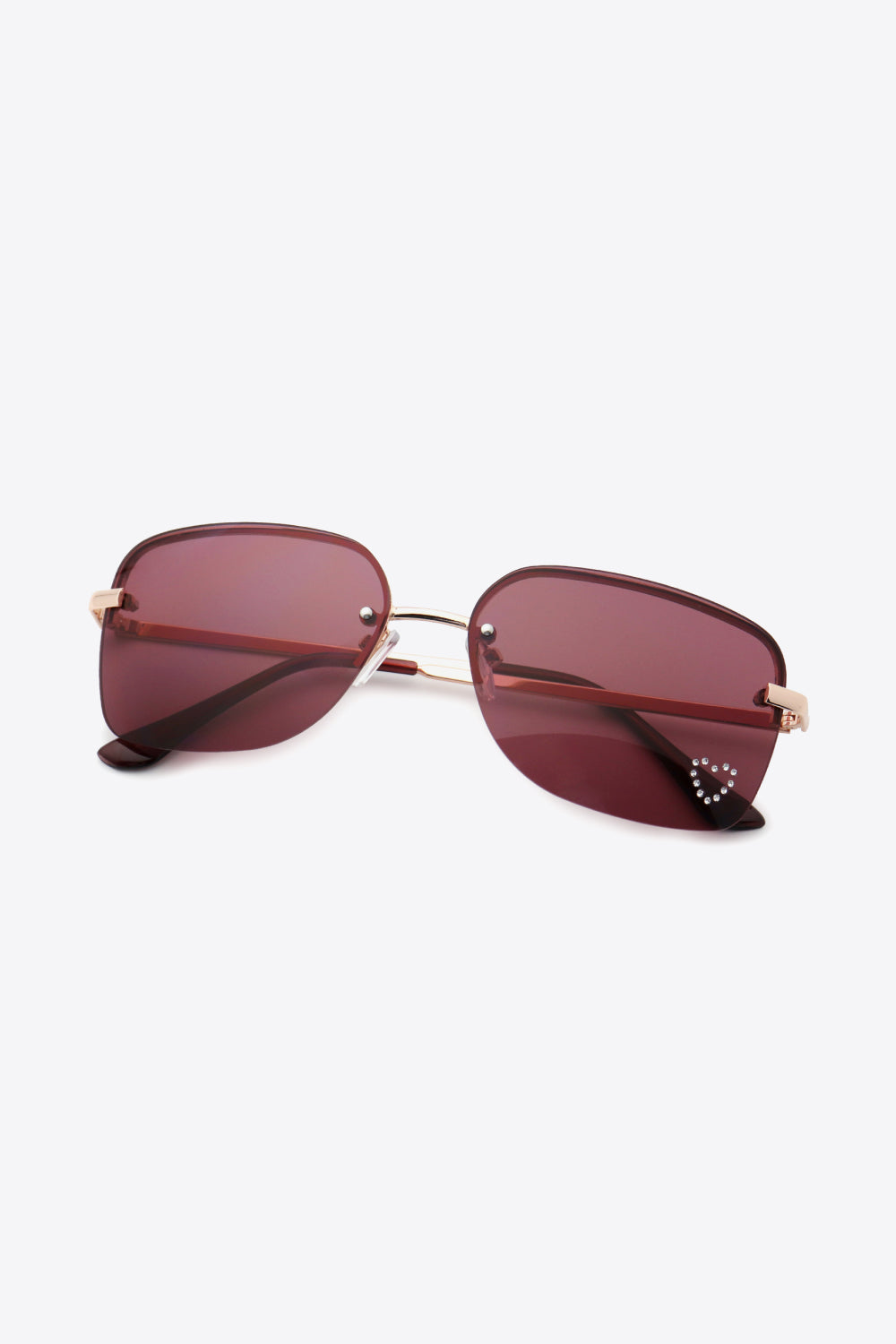 Rhinestone Heart Metal Frame Sunglasses - AllIn Computer