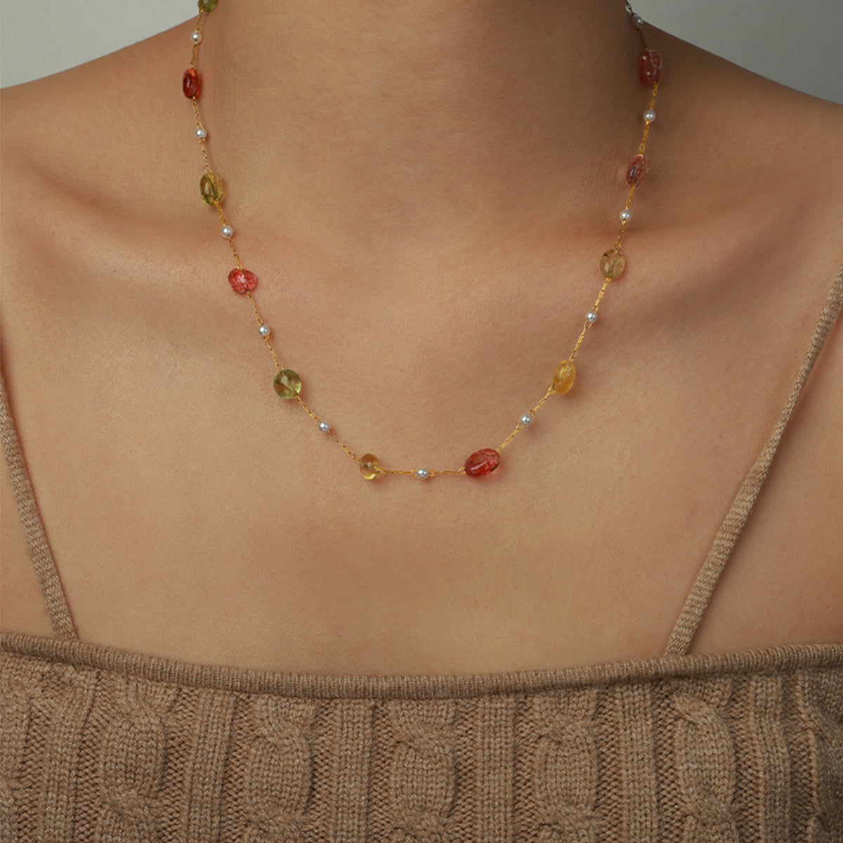 Titanium Steel Gold-plated Bead Necklace - AllIn Computer
