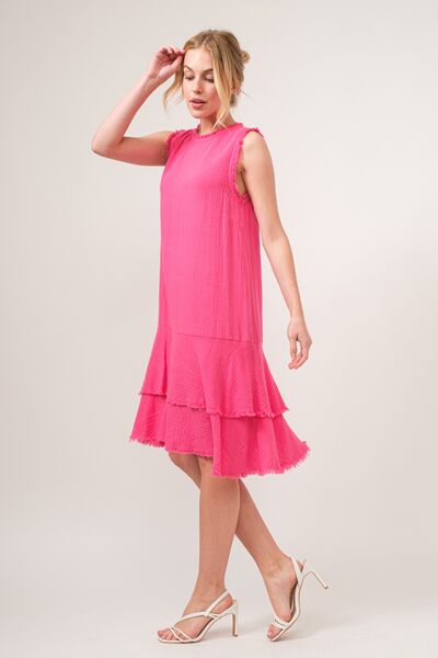 And The Why Washed Fringe Detail Tiered Dress - AllIn Computer