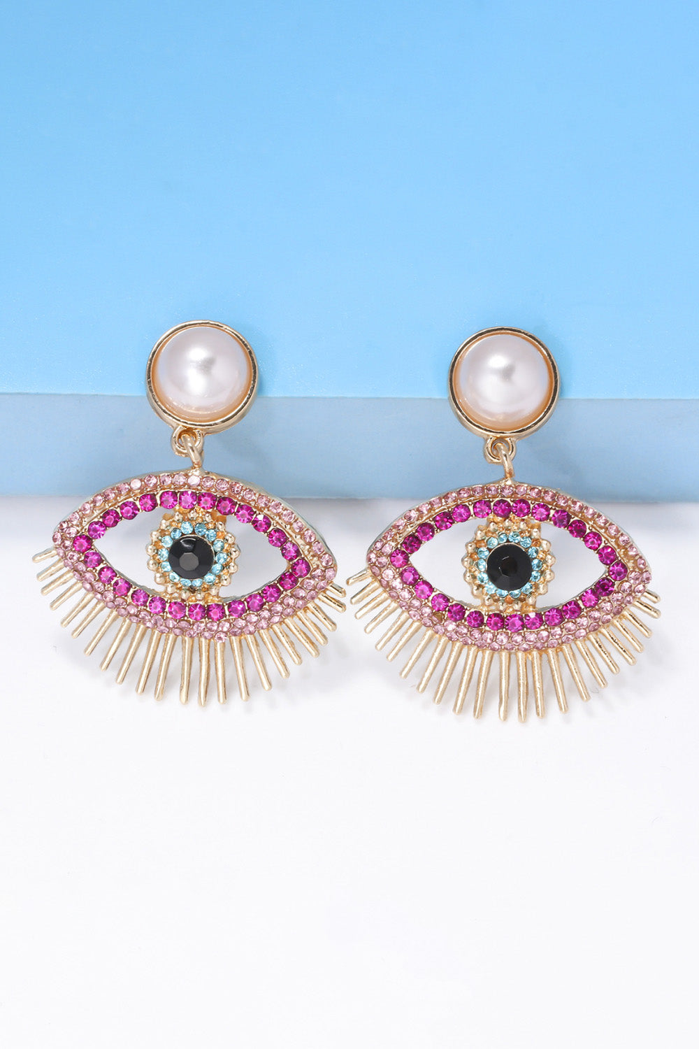 Evil Eye Shape Rhinestone Zinc Alloy Synthetic Dangle Earrings - AllIn Computer